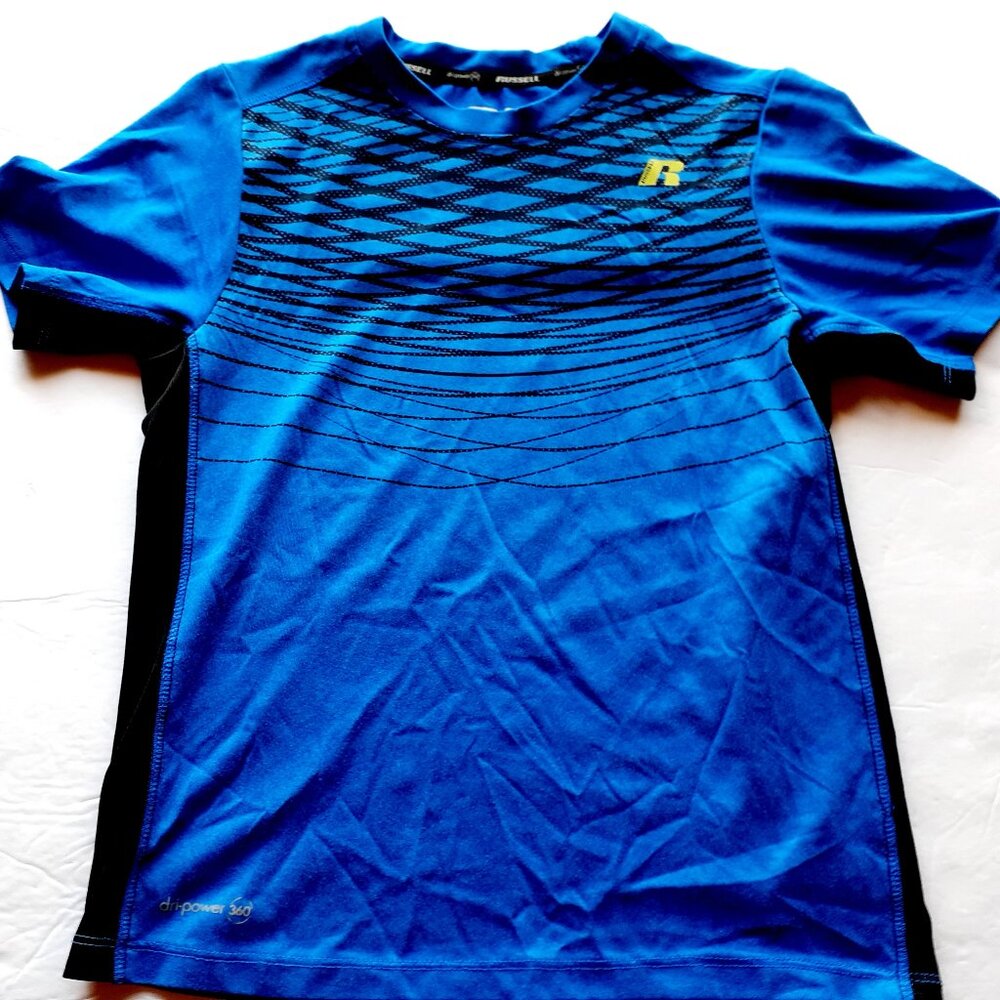 Russell Boys T-Shirt Athletic Blue Active Dri Power Short Sleeve Medium 8